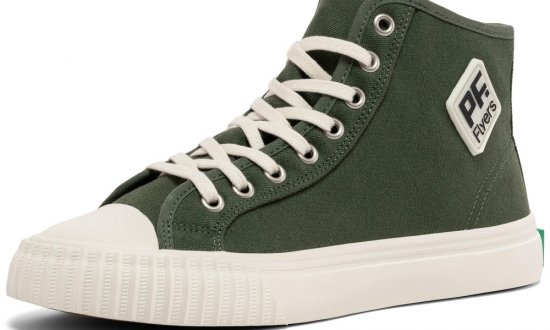 Deep Olive Green Center Hi Top | Unisex Canvas Sneaker