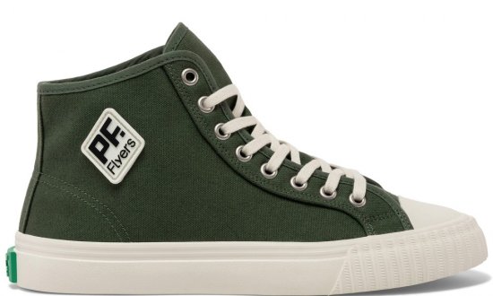 Deep Olive Green Center Hi Top | Unisex Canvas Sneaker