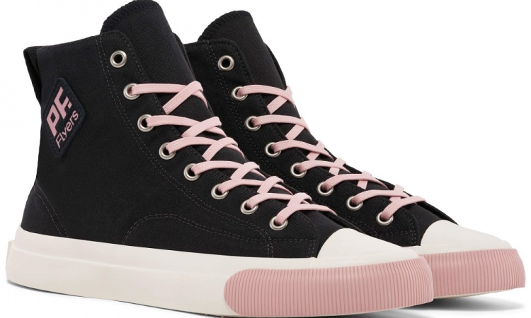 Jet-Black / Pink All American Hi Top | Unisex Canvas Sneaker - Click Image to Close