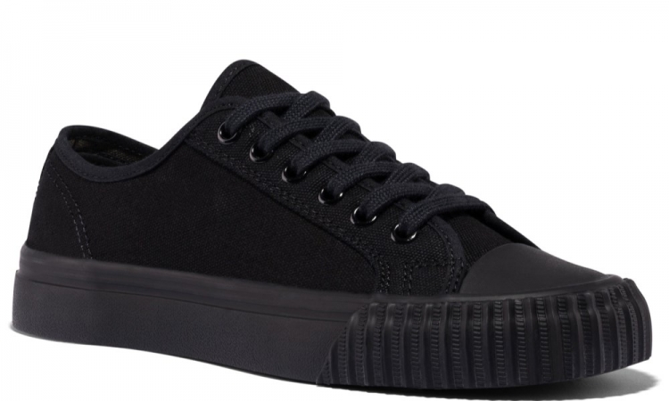 Jet Black Center Lo Top | Unisex Canvas Sneaker - Click Image to Close