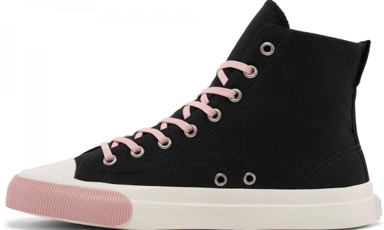 Jet-Black / Pink All American Hi Top | Unisex Canvas Sneaker - Click Image to Close