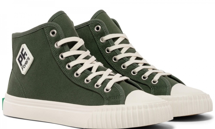 Deep Olive Green Center Hi Top | Unisex Canvas Sneaker - Click Image to Close