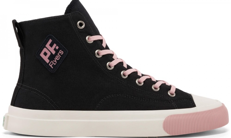Jet-Black / Pink All American Hi Top | Unisex Canvas Sneaker - Click Image to Close