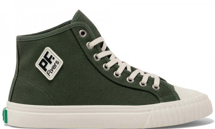 Deep Olive Green Center Hi Top | Unisex Canvas Sneaker - Click Image to Close